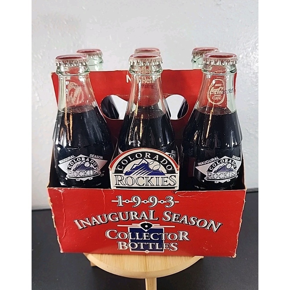 Vintage Coca-Cola 1993 Colorado Rockies Inaugural Season 6 Pack Full Bottles/cas